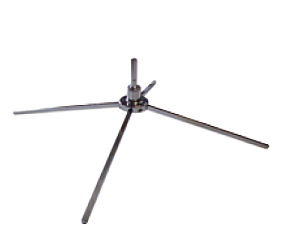 Floor stand, foldable x-base to hold feather flags. Shown in chrome finish and is 27x27x9.25 inches with 4 prongs making the x shape  to ensure stability. 