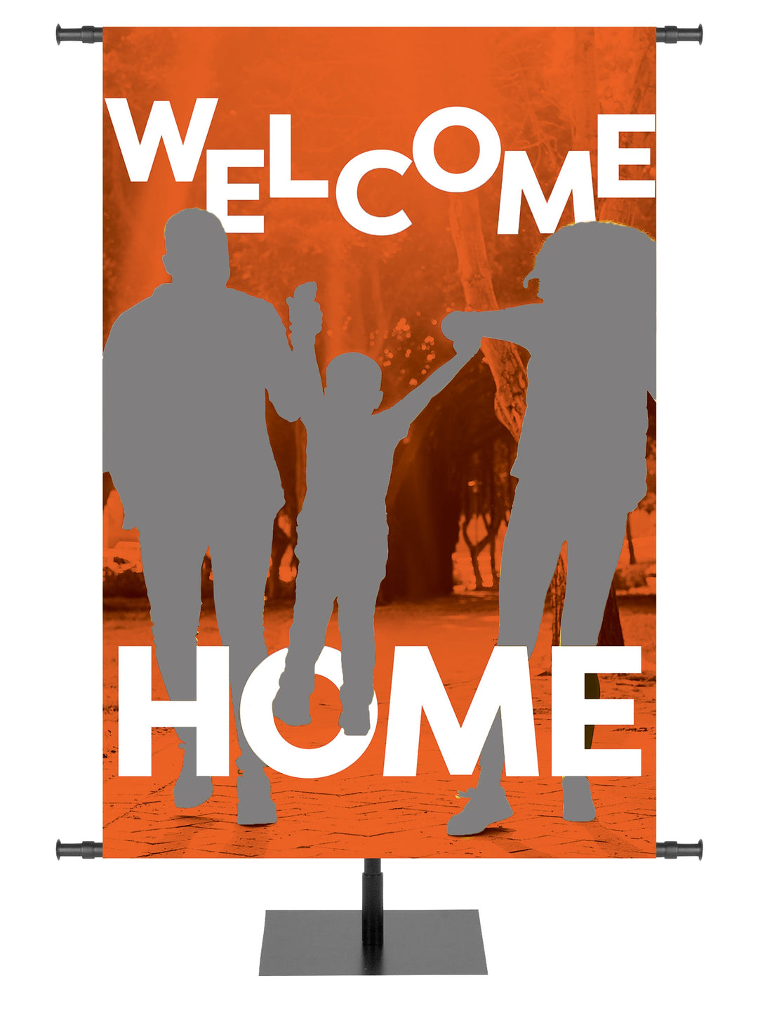 Custom Church Banner Community of Faith featuring worshipers welcoming visitors to church. Customize with images of members of your community.