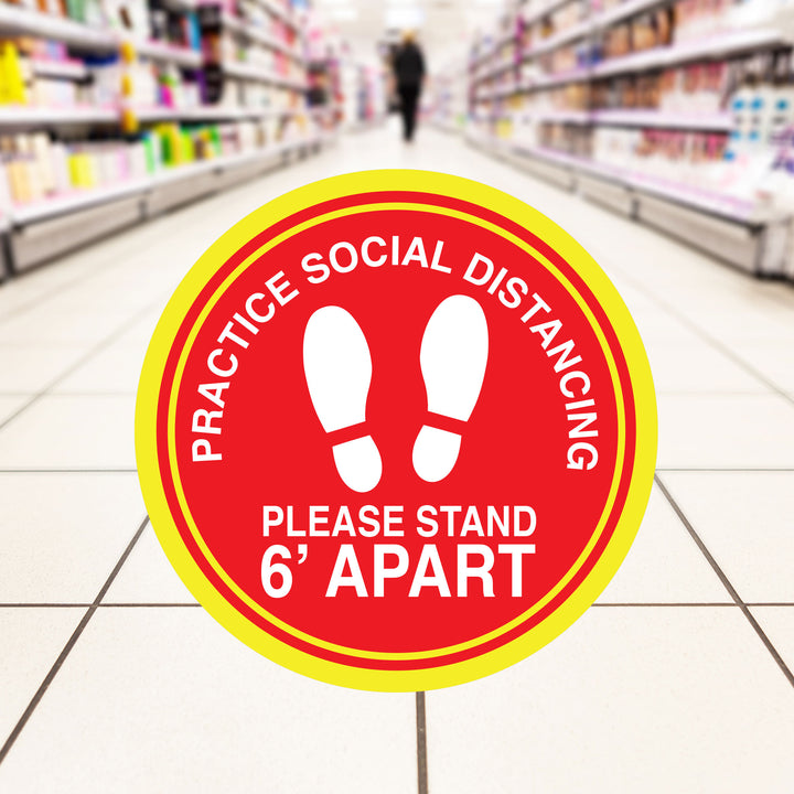 Retail Social Distancing Floor Decal Large Footprints